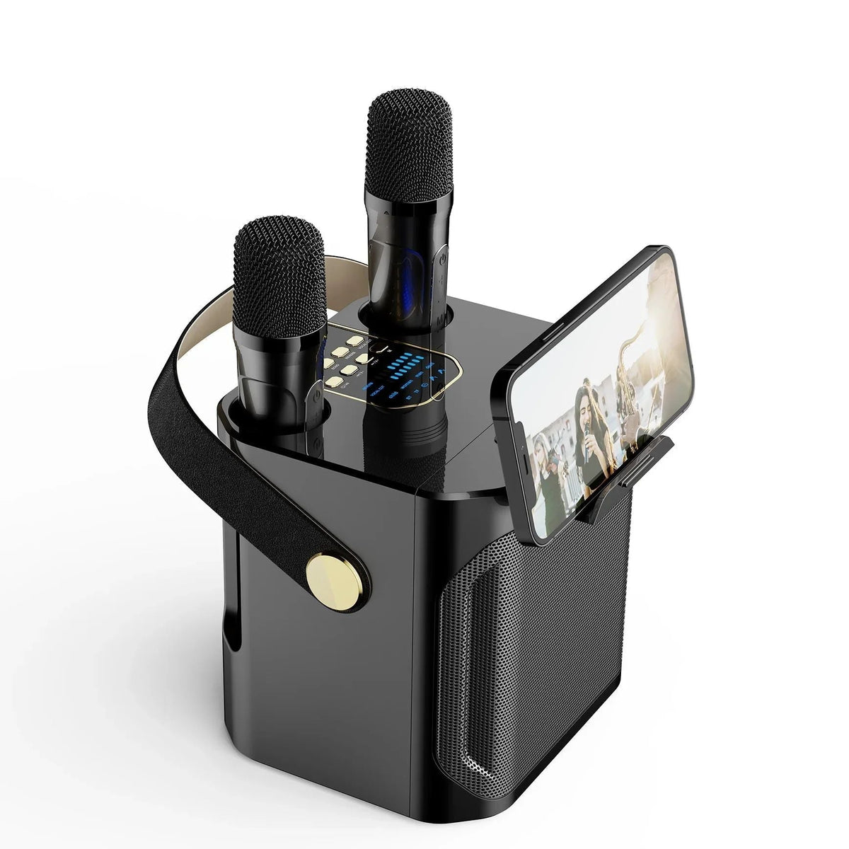 Portable Karaoke Speaker with 360° Surround Sound and Dual Wireless Microphones - LofiMart