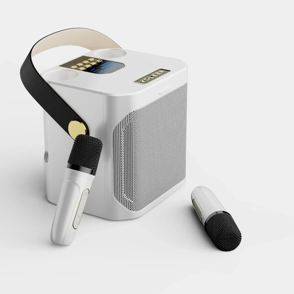 Portable Karaoke Speaker with 360° Surround Sound and Dual Wireless Microphones - LofiMart