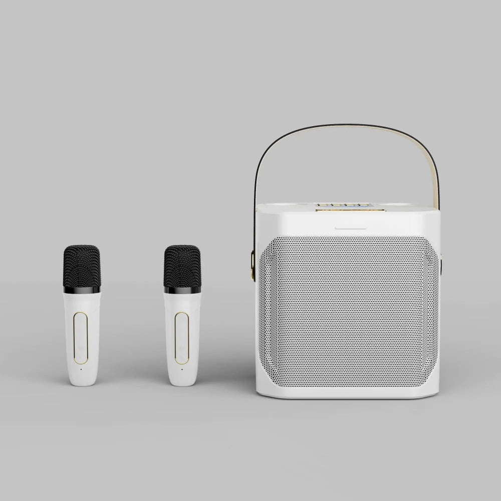 Portable Karaoke Speaker with 360° Surround Sound and Dual Wireless Microphones - LofiMart