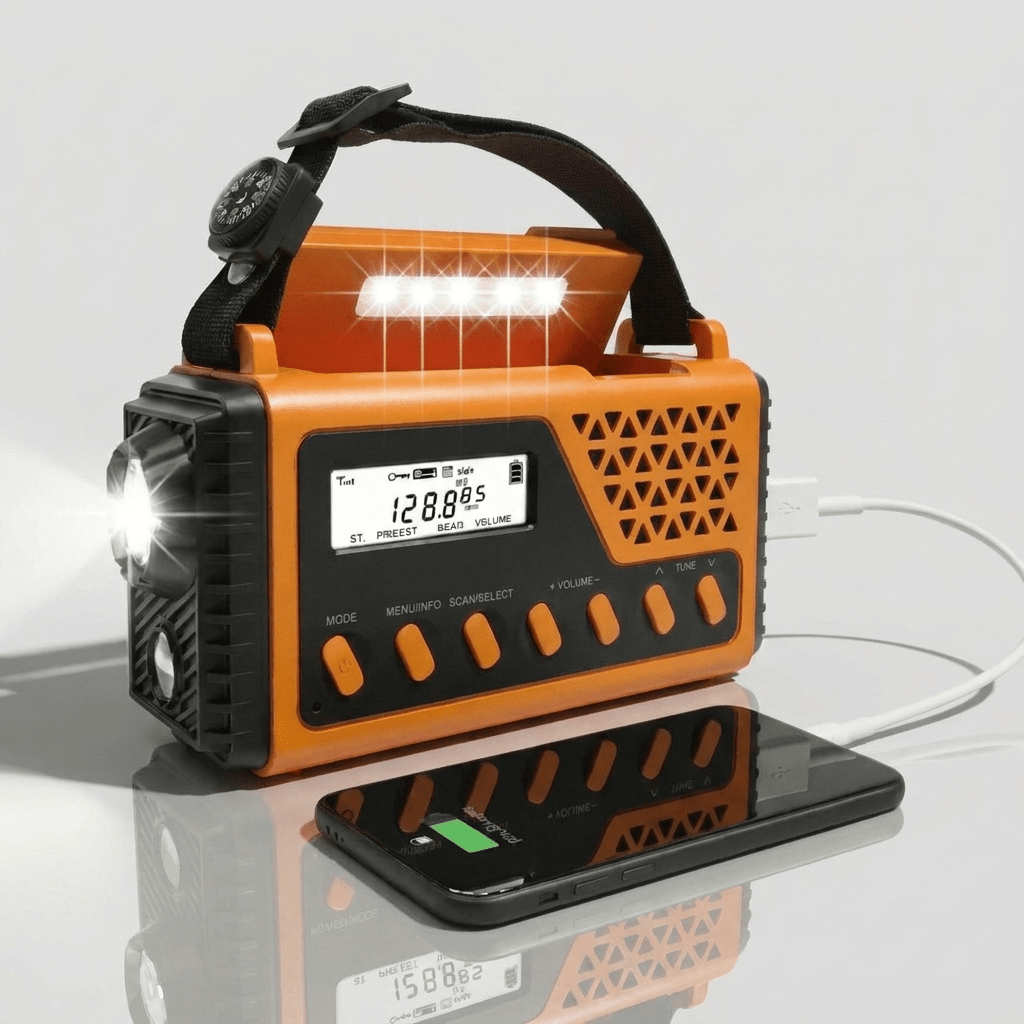Portable Survival Radio with Power Bank, Solar Panel & Hand Crank - LofiMart