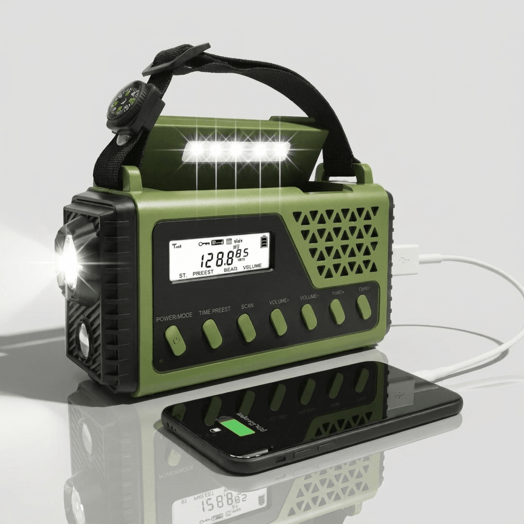 Portable Survival Radio with Power Bank, Solar Panel & Hand Crank - LofiMart