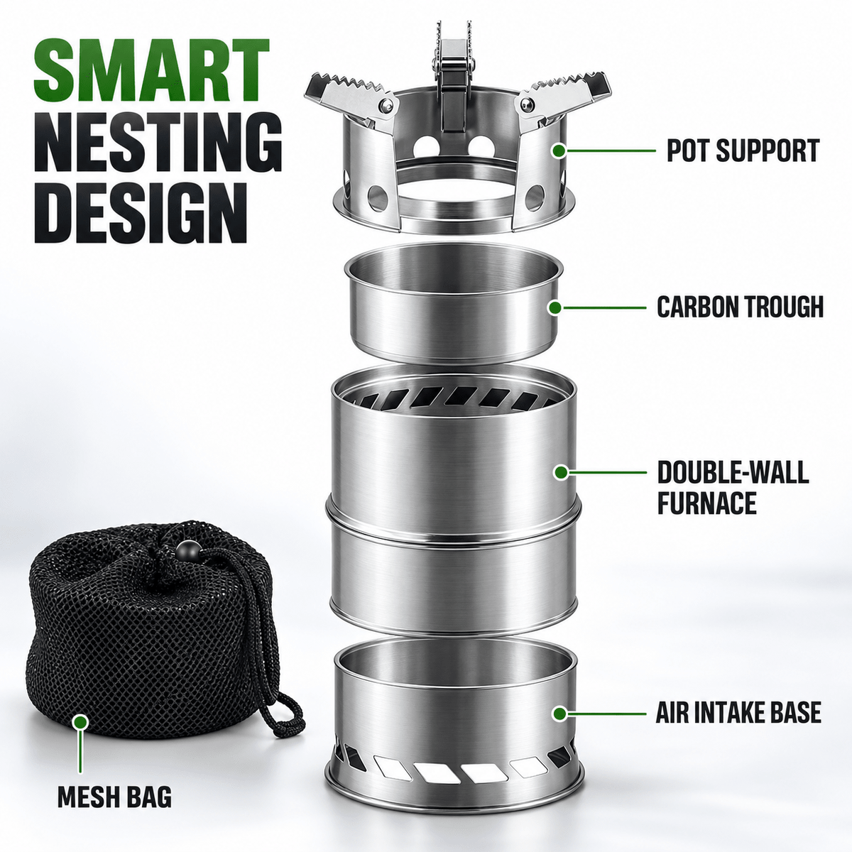 Portable Wood Burning Stove with Double-Wall Combustion for Outdoor Cooking - LofiMart