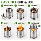 Portable Wood Burning Stove with Double-Wall Combustion for Outdoor Cooking - LofiMart