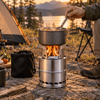 Portable Wood Burning Stove with Double-Wall Combustion for Outdoor Cooking - LofiMart