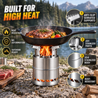 Portable Wood Burning Stove with Double-Wall Combustion for Outdoor Cooking - LofiMart