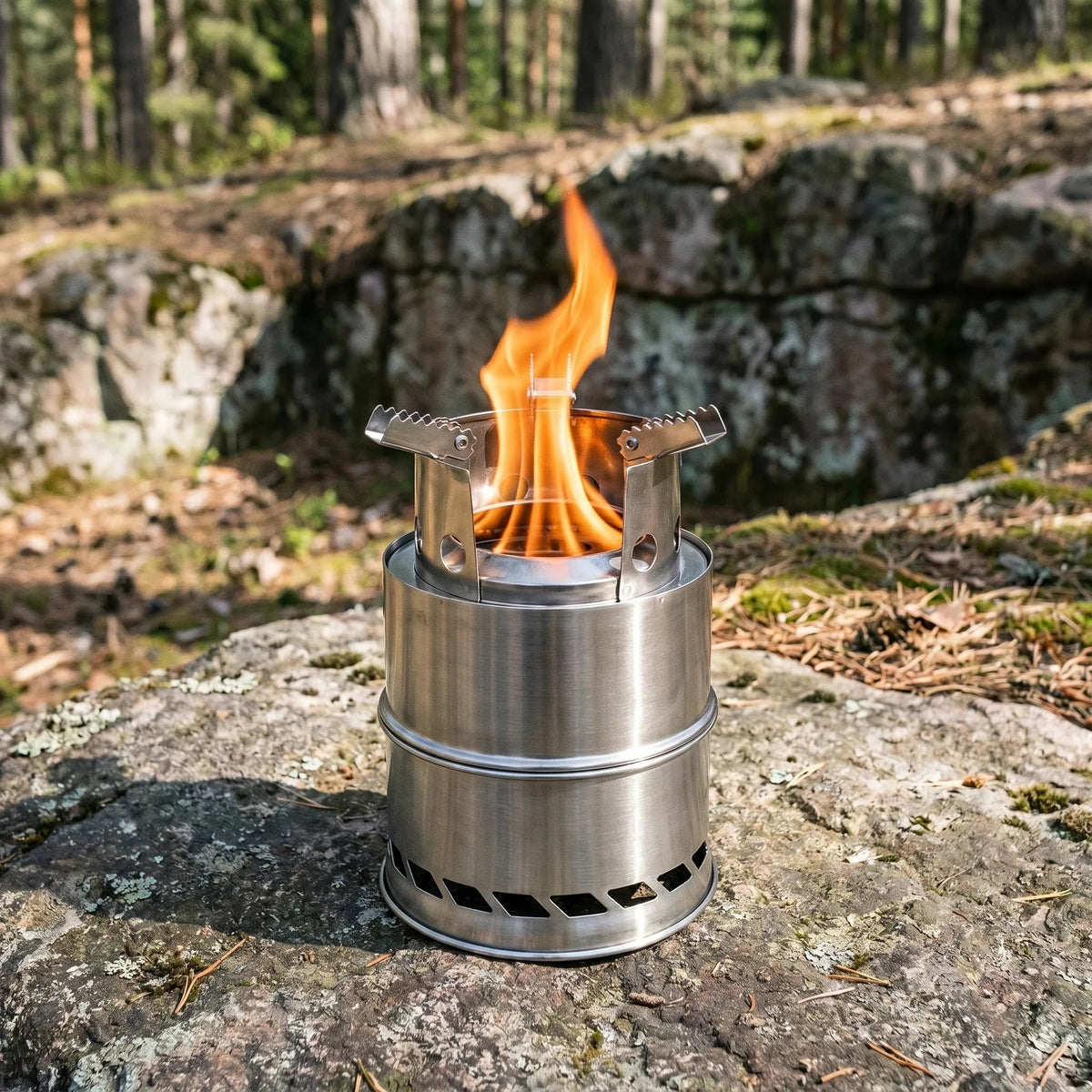 Portable Wood Burning Stove with Double-Wall Combustion for Outdoor Cooking - LofiMart