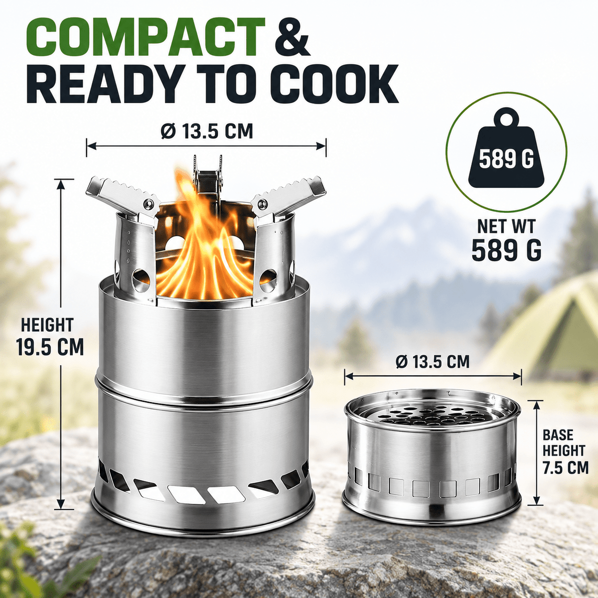 Portable Wood Burning Stove with Double-Wall Combustion for Outdoor Cooking - LofiMart