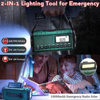 Solar Crank Emergency Radio with 10000mAh Power Bank - LofiMart