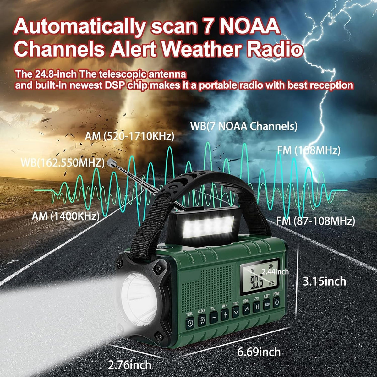 Solar Crank Emergency Radio with 10000mAh Power Bank - LofiMart