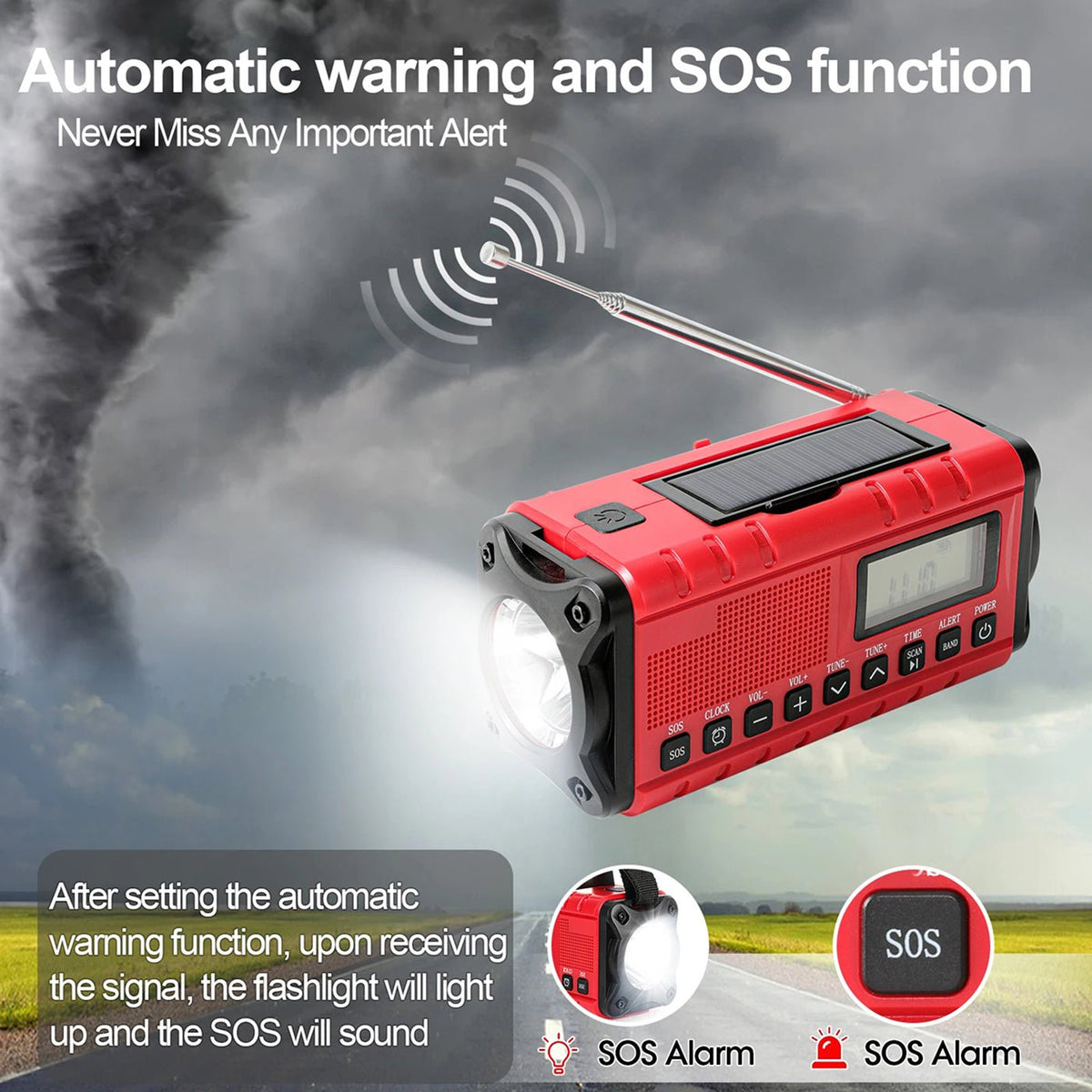 Solar Crank Emergency Radio with 10000mAh Power Bank - LofiMart