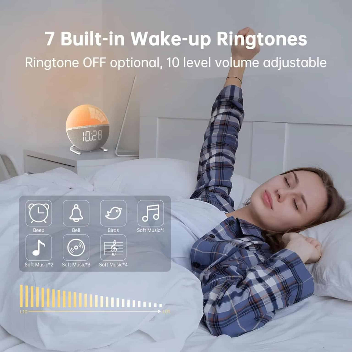 Sunrise Alarm Clock with RGB Mood Lighting and Nature Sounds for Gentle Wake-Up - LofiMart