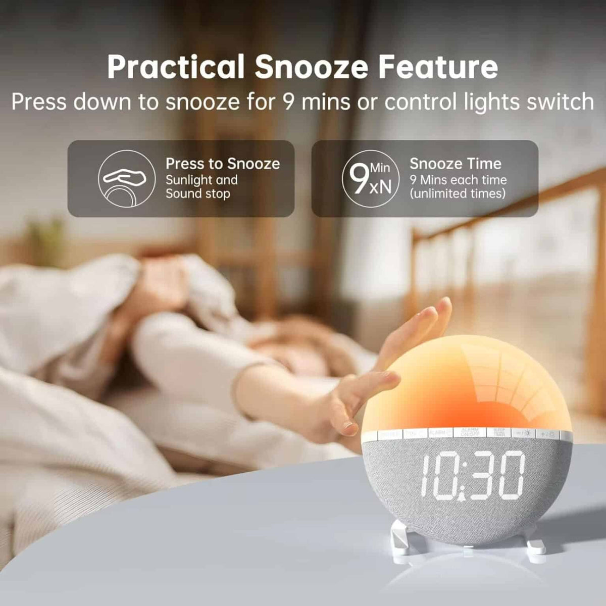 Sunrise Alarm Clock with RGB Mood Lighting and Nature Sounds for Gentle Wake-Up - LofiMart