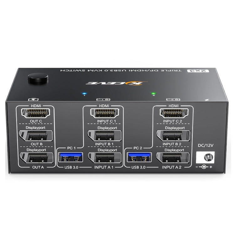 Triple Monitor KVM Switch with USB 3.0 and HDMI Display for Enhanced Workspace Efficiency - LofiMart