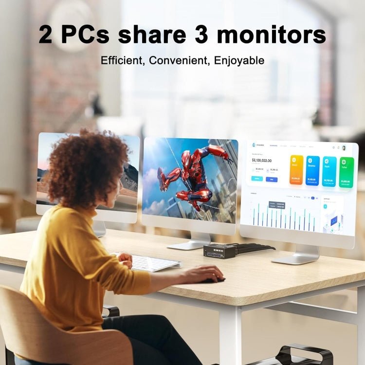 Triple Monitor KVM Switch with USB 3.0 and HDMI Display for Enhanced Workspace Efficiency - LofiMart