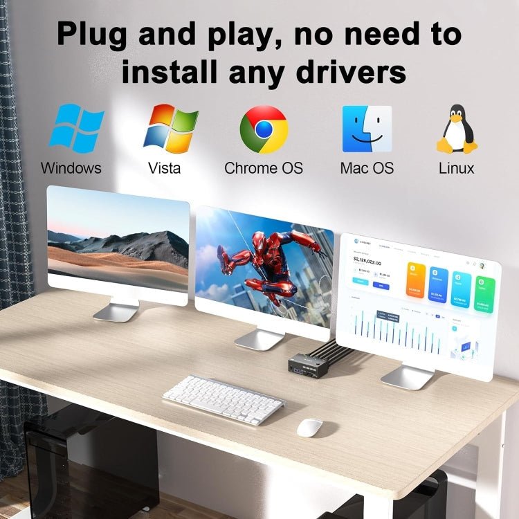 Triple Monitor KVM Switch with USB 3.0 and HDMI Display for Enhanced Workspace Efficiency - LofiMart