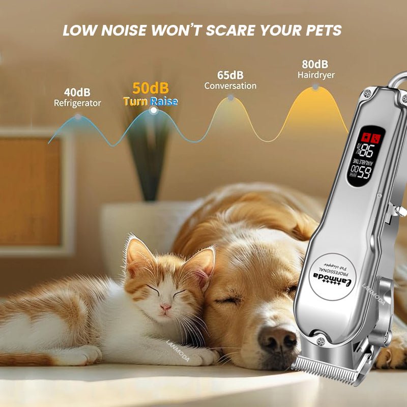 Ultra-Quiet Cordless Pet Grooming Clippers with Steel Blades - LofiMart