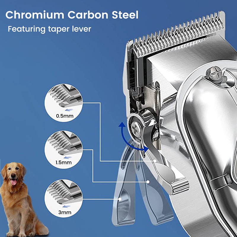 Ultra-Quiet Cordless Pet Grooming Clippers with Steel Blades - LofiMart