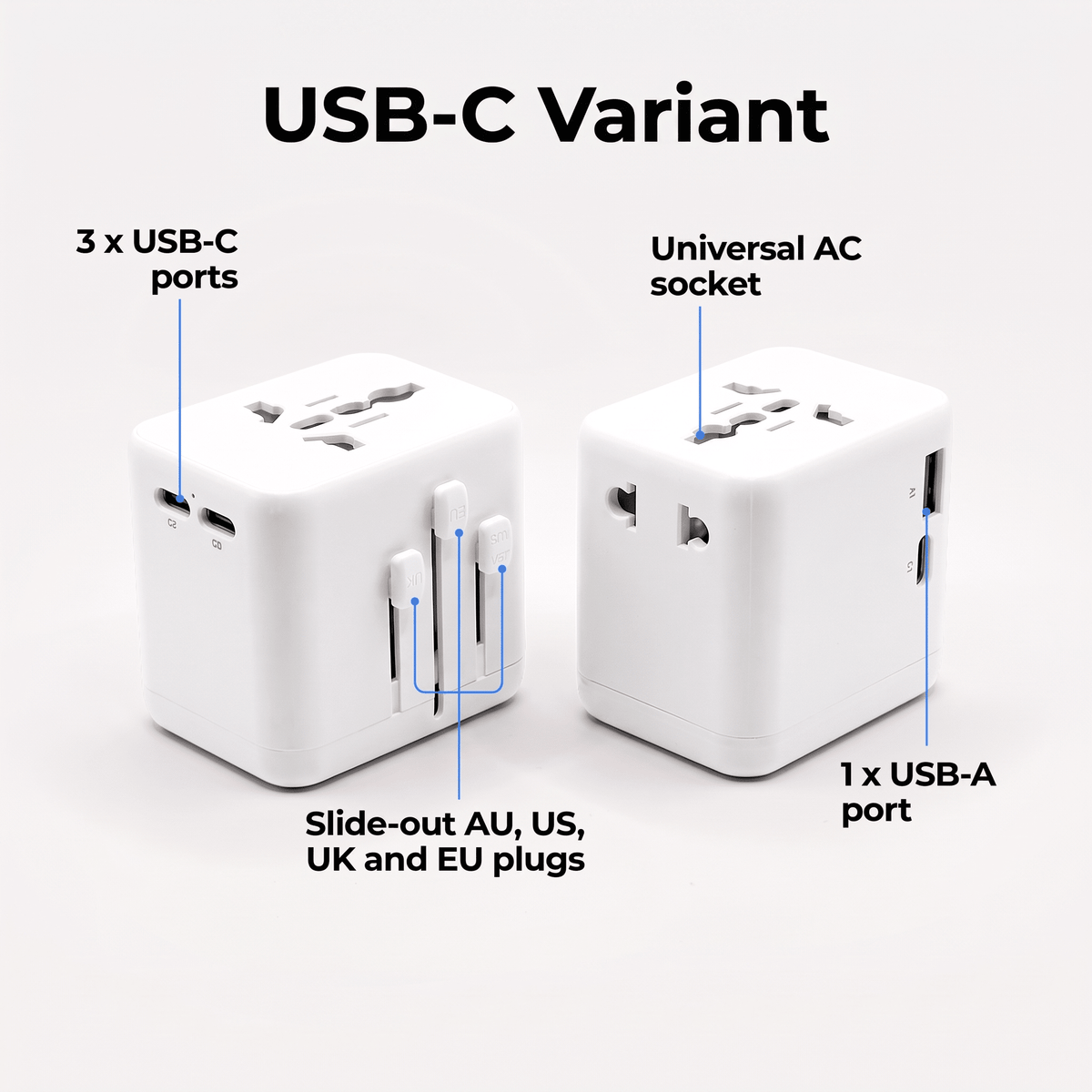 Universal Travel Adapter with Fast Charging USB Ports for 150+ Countries - LofiMart