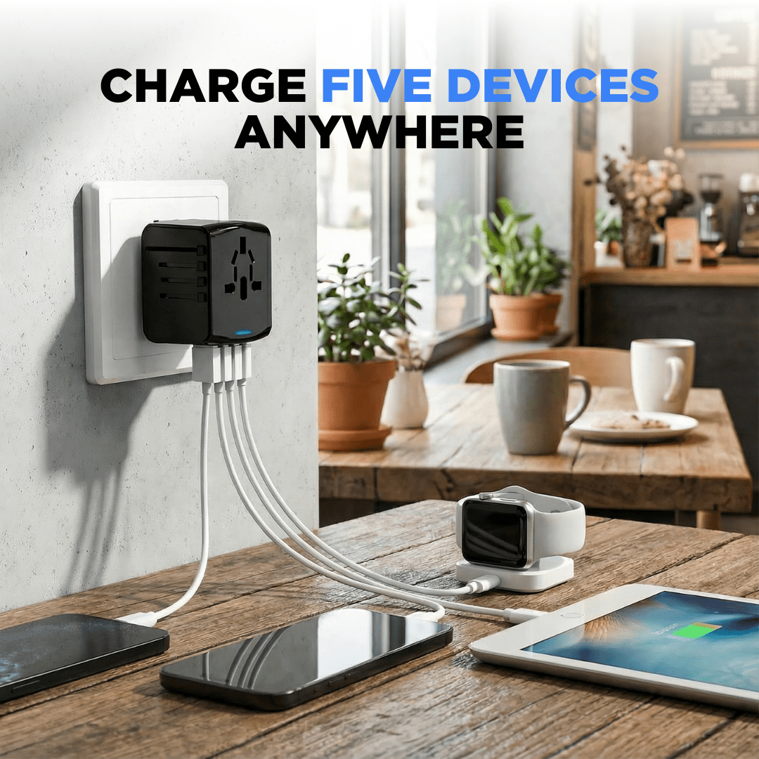 Universal Travel Adapter with Fast Charging USB Ports for 150+ Countries - LofiMart