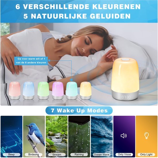Wake-Up Light Alarm Clock with Sunrise Simulation and Natural Sounds for Gentle Mornings - LofiMart