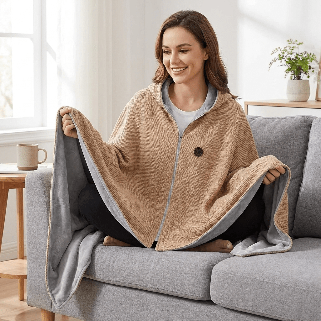 Wearable Heated Blanket with USB Power and Eight Heating Zones for Instant Warmth - LofiMart