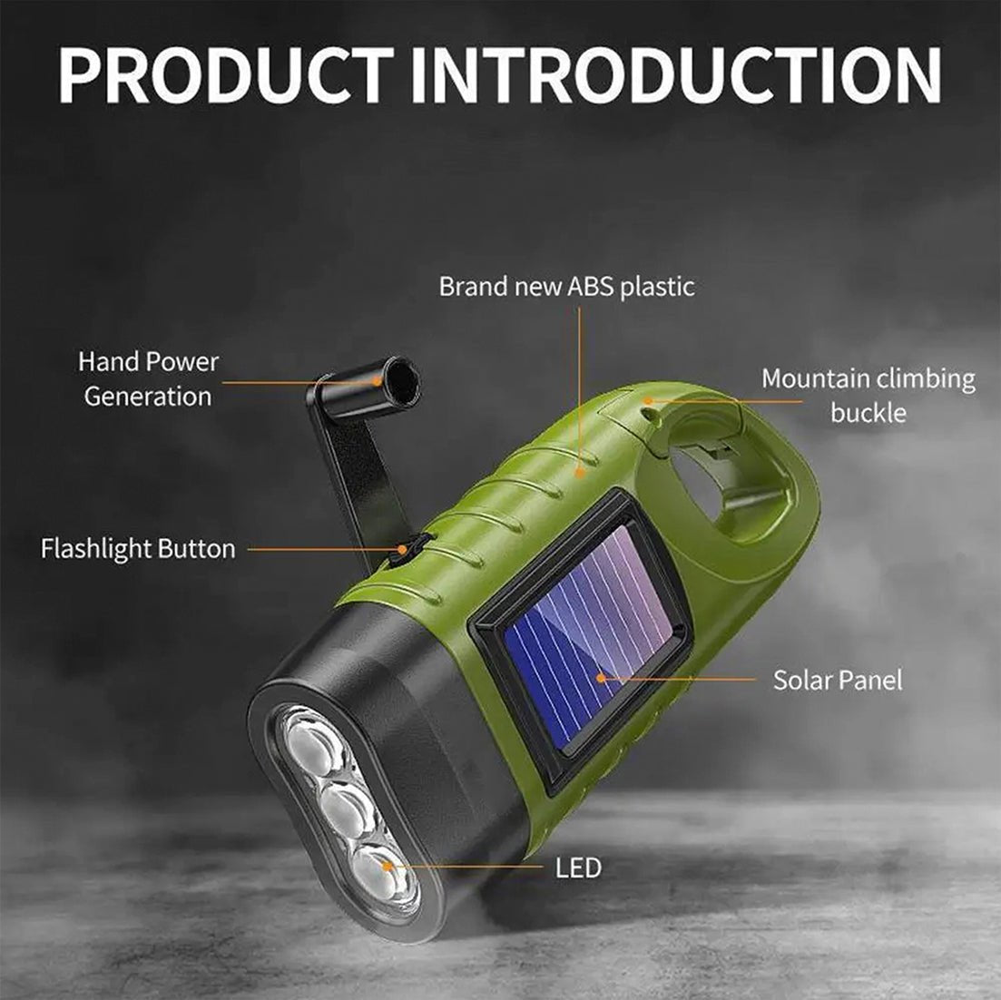 Wind Up Torch with Solar and Hand Crank Charging - LofiMart