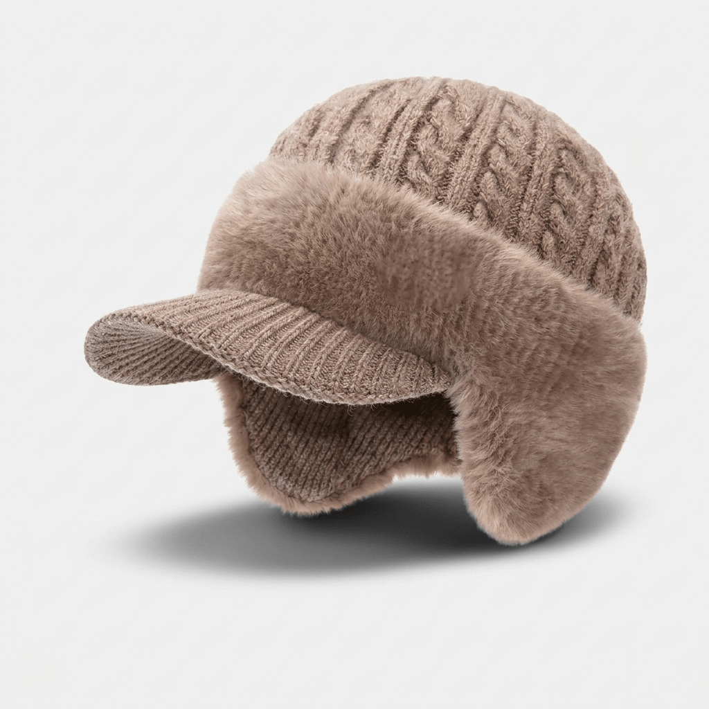 Winter Hat Trapper Ear Flap Knit Cap with Insulated Fleece Lining for Cold Weather - LofiMart