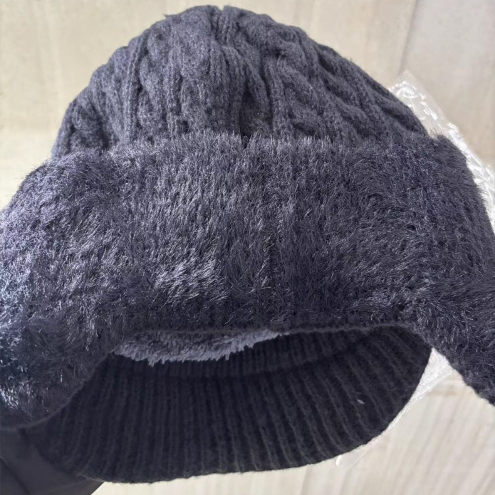 Winter Hat Trapper Ear Flap Knit Cap with Insulated Fleece Lining for Cold Weather - LofiMart