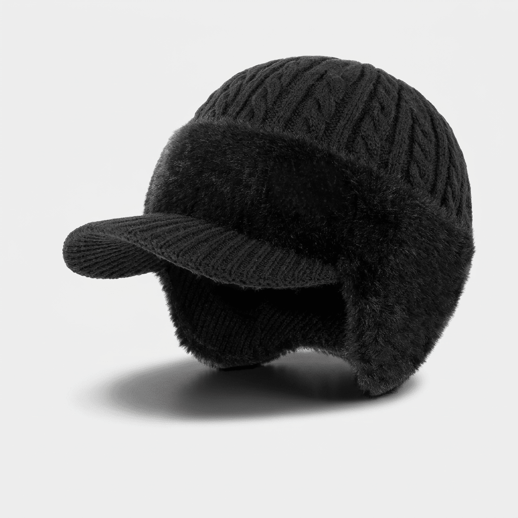Winter Hat Trapper Ear Flap Knit Cap with Insulated Fleece Lining for Cold Weather - LofiMart