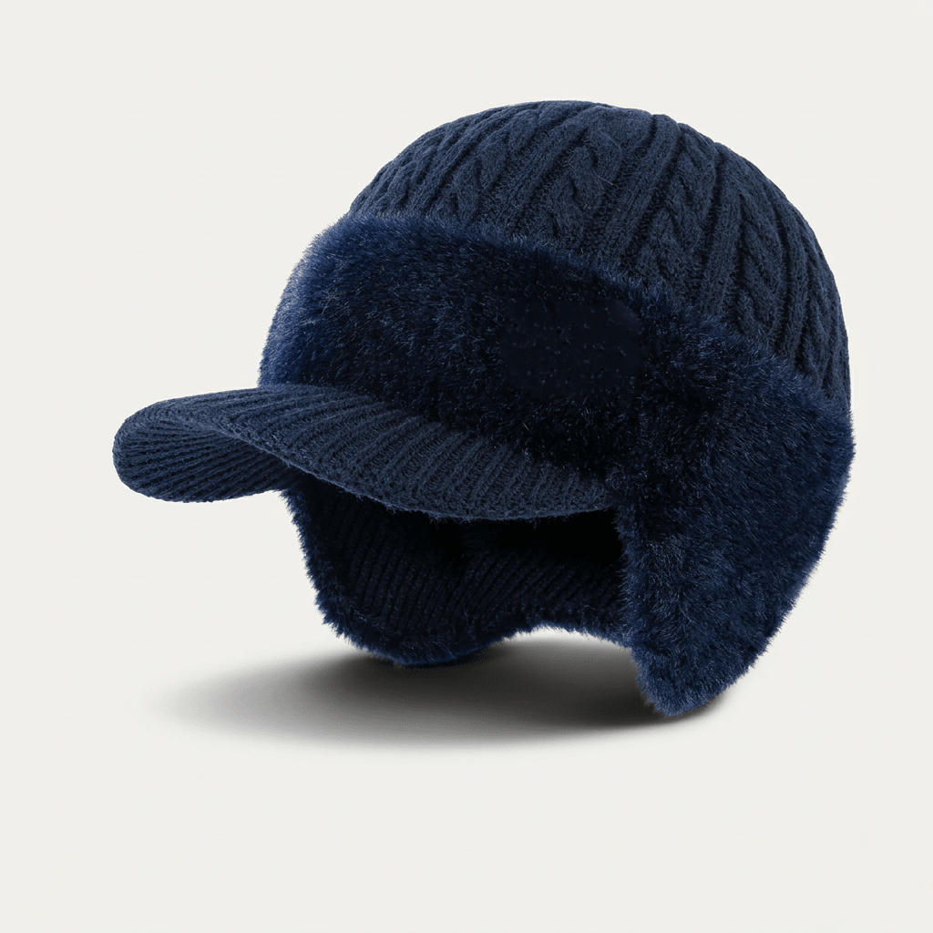 Winter Hat Trapper Ear Flap Knit Cap with Insulated Fleece Lining for Cold Weather - LofiMart