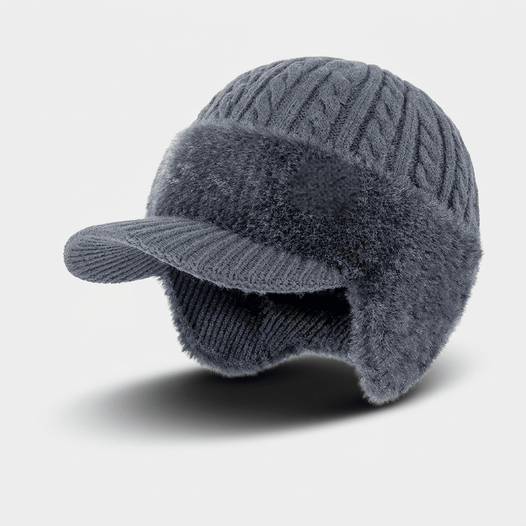 Winter Hat Trapper Ear Flap Knit Cap with Insulated Fleece Lining for Cold Weather - LofiMart