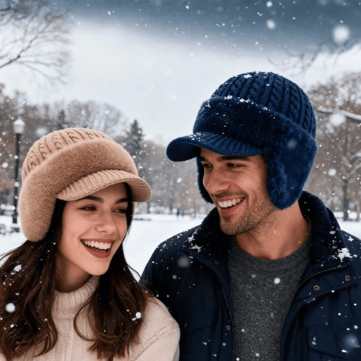 Winter Hat Trapper Ear Flap Knit Cap with Insulated Fleece Lining for Cold Weather - LofiMart