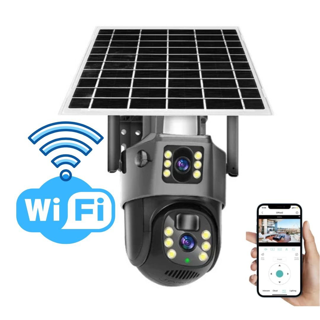 Wireless 4K Security Camera with Solar Panel and Dual Lens for Smart Monitoring - LofiMart