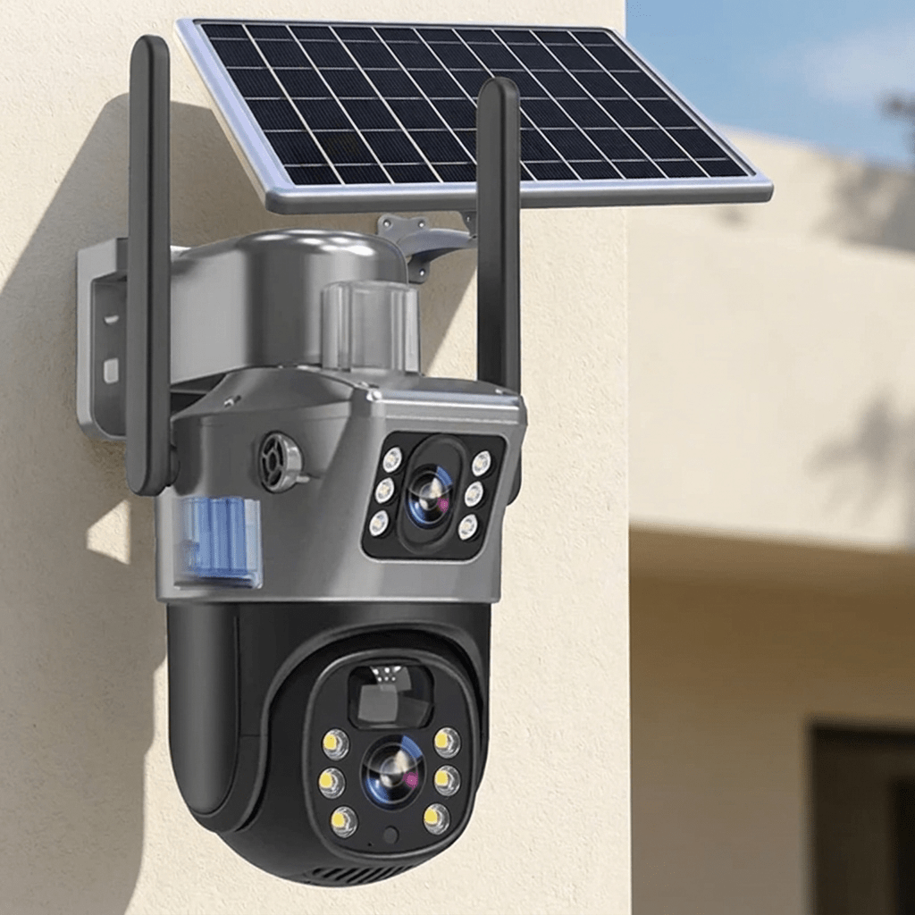 Wireless 4K Security Camera with Solar Panel and Dual Lens for Smart Monitoring - LofiMart