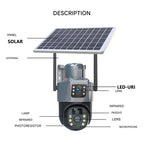 Wireless 4K Security Camera with Solar Panel and Dual Lens for Smart Monitoring - LofiMart