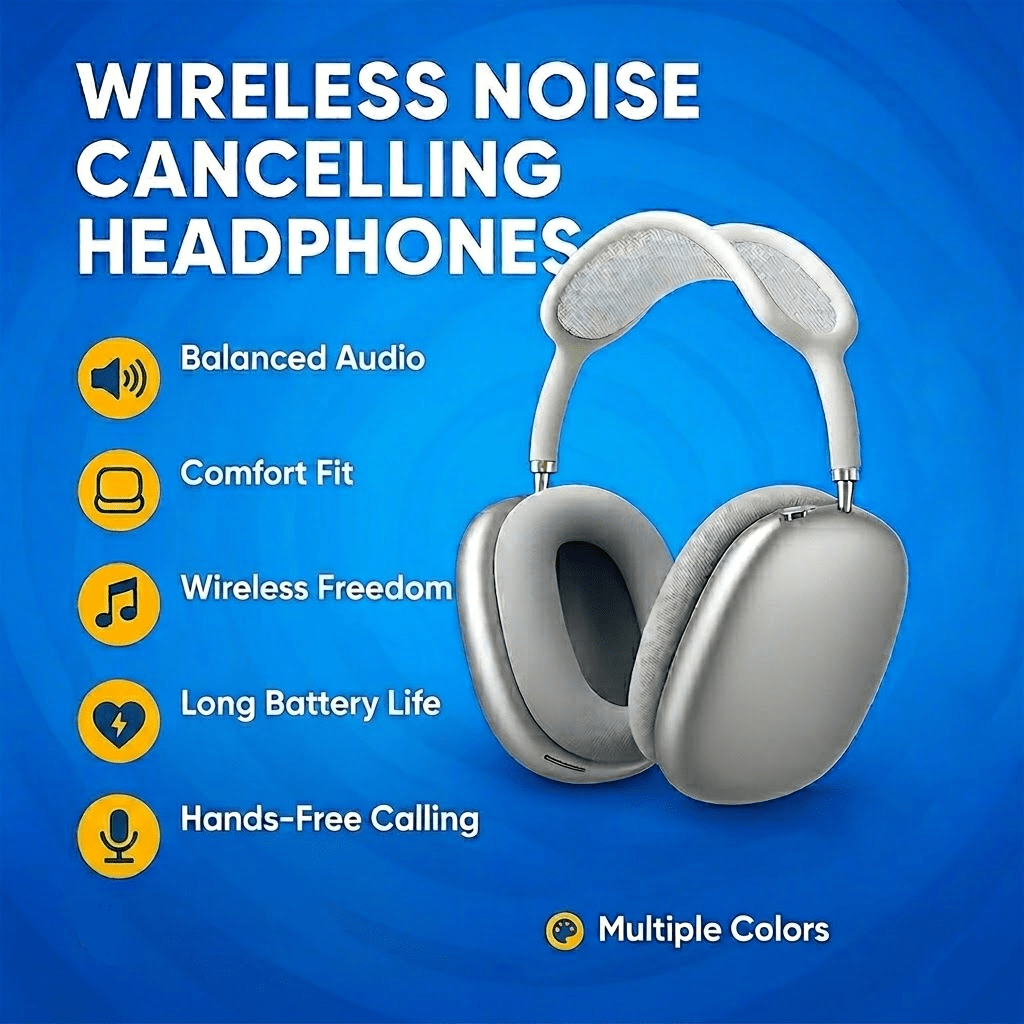 Wireless Over-Ear Bluetooth Headphones with Noise Cancelling and Long Battery Life - LofiMart