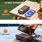 Wireless Portable Solar Charger Power Bank 30000mAh with Built-in Cables and Wireless Charging - LofiMart
