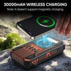 Wireless Portable Solar Charger Power Bank 30000mAh with Built-in Cables and Wireless Charging - LofiMart