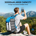 Wireless Portable Solar Charger Power Bank 30000mAh with Built-in Cables and Wireless Charging - LofiMart