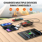 Wireless Portable Solar Charger Power Bank 30000mAh with Built-in Cables and Wireless Charging - LofiMart