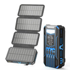 Wireless Portable Solar Charger Power Bank 30000mAh with Built-in Cables and Wireless Charging - LofiMart