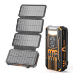 Wireless Portable Solar Charger Power Bank 30000mAh with Built-in Cables and Wireless Charging - LofiMart