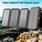 Wireless Portable Solar Charger Power Bank 30000mAh with Built-in Cables and Wireless Charging - LofiMart