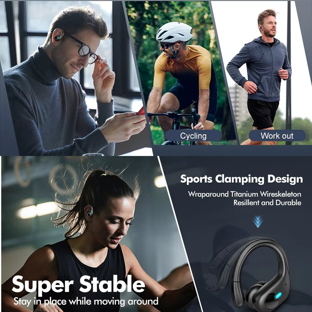 Wireless Sports Earbuds with Over-Ear Hook Design and 80-Hour Battery Life - LofiMart