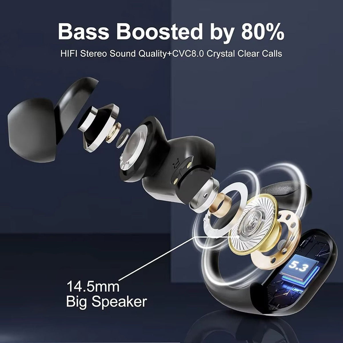 Wireless Sports Earbuds with Over-Ear Hook Design and 80-Hour Battery Life - LofiMart