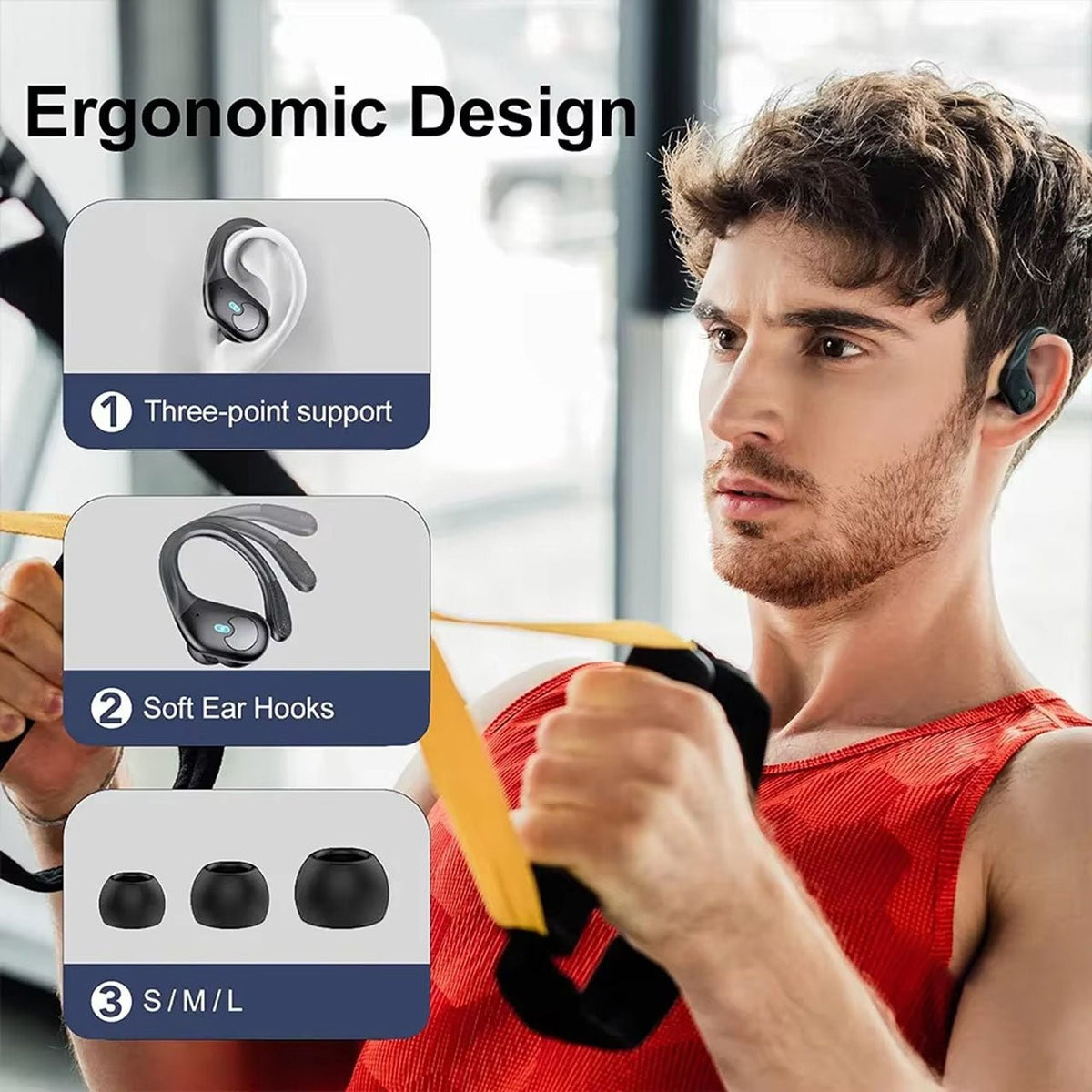Wireless Sports Earbuds with Over-Ear Hook Design and 80-Hour Battery Life - LofiMart