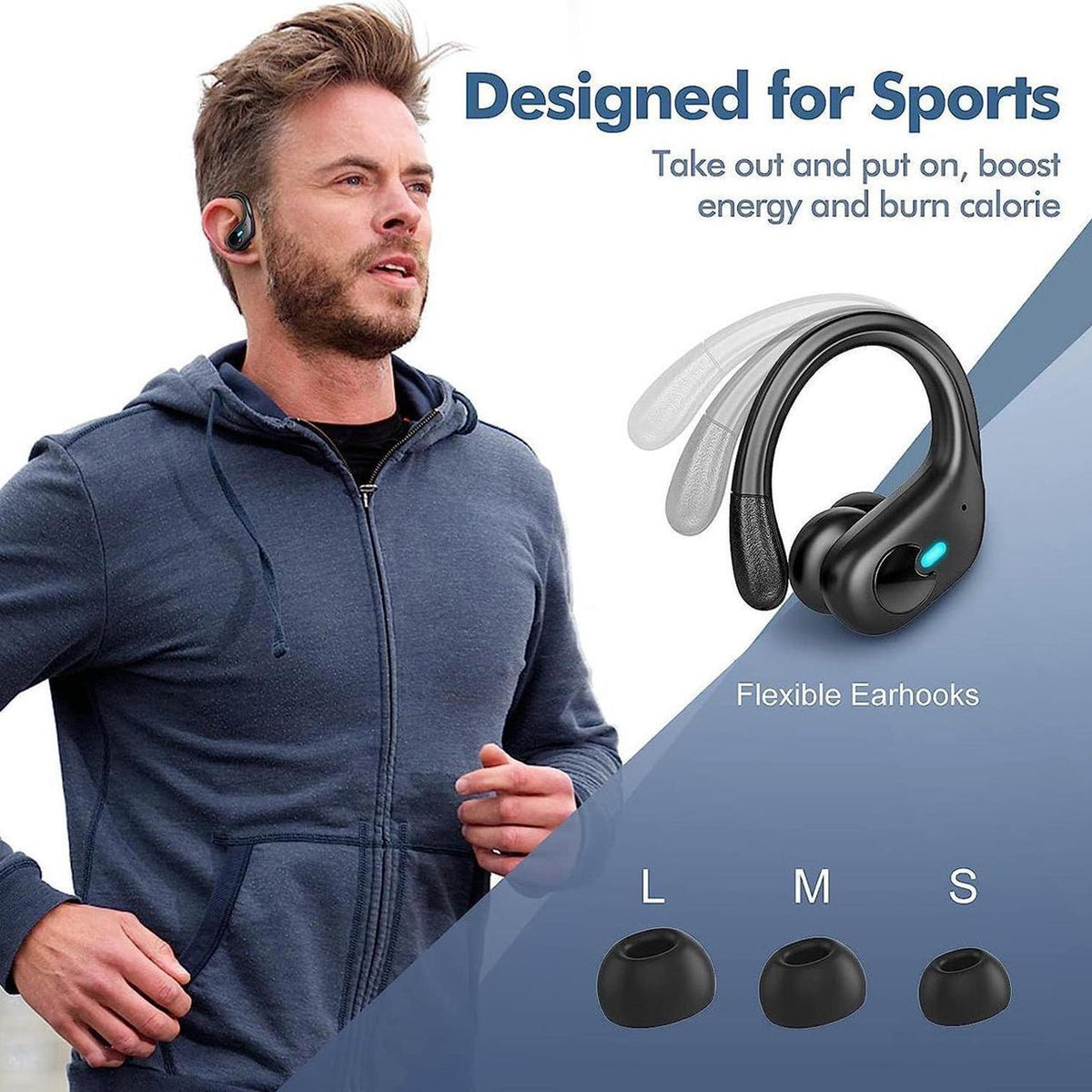 Wireless Sports Earbuds with Over-Ear Hook Design and 80-Hour Battery Life - LofiMart