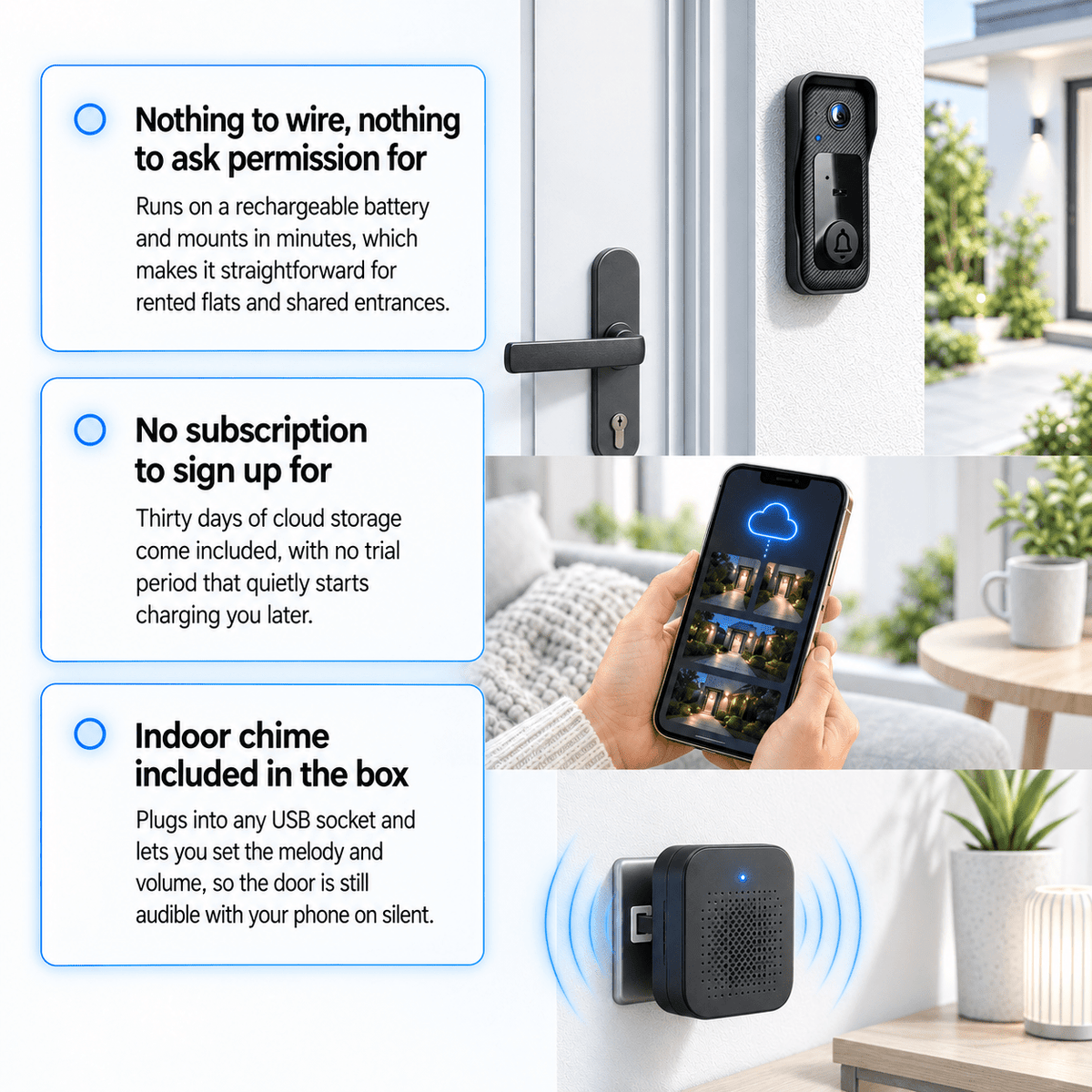 Wireless Video Doorbell with Camera and Indoor Chime for Easy Parcel Delivery - LofiMart