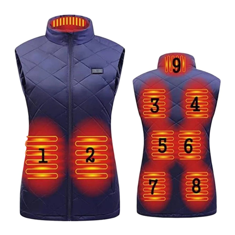 Women's Heated Vest with 9 Heating Zones and USB Power Bank Compatibility - LofiMart